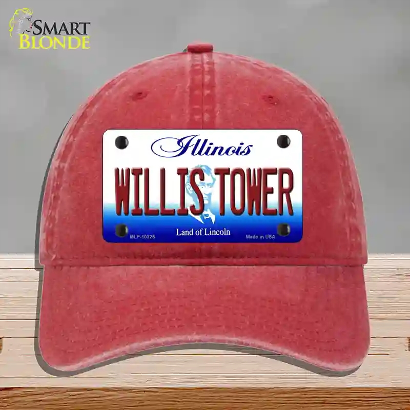 HAT13-MLP-10325 Willis Tower Illinois Novelty License Plate Hat, Unconstructed Cotton - Red
