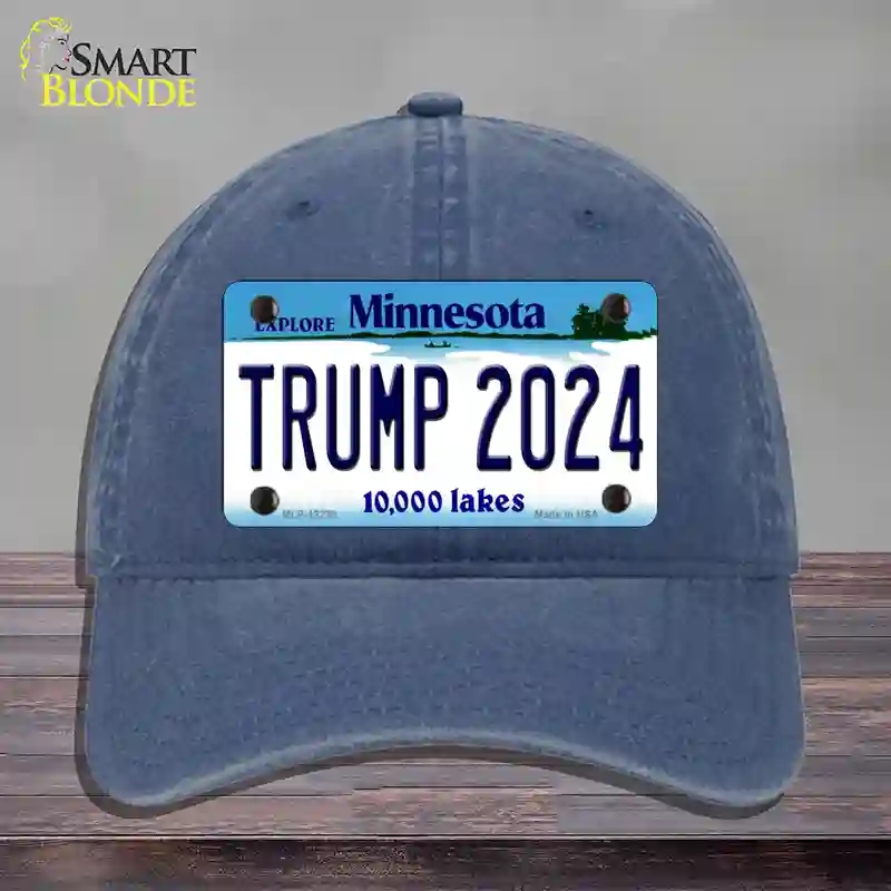 HAT11-MLP-12238 Trump 2024 Minnesota Novelty License Plate Hat, Unconstructed Cotton - Navy