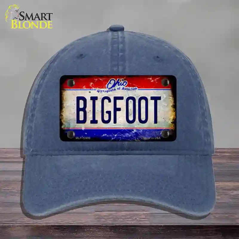 HAT11-MLP-12498 Bigfoot Ohio Novelty License Plate Hat, Unconstructed Cotton - Navy