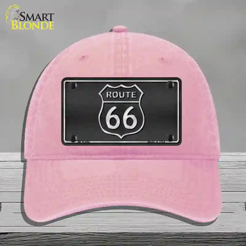 HAT12-MLP-094 Route 66 Shield Black Novelty License Plate Hat, Unconstructed Cotton - Pink
