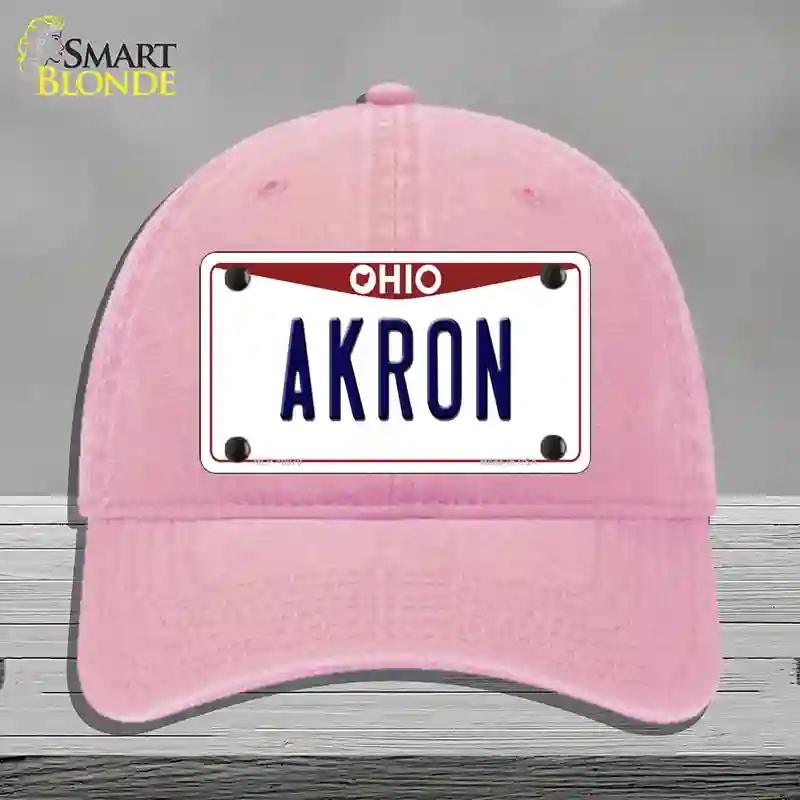 HAT12-MLP-10070 Akron Ohio Novelty License Plate Hat, Unconstructed Cotton - Pink