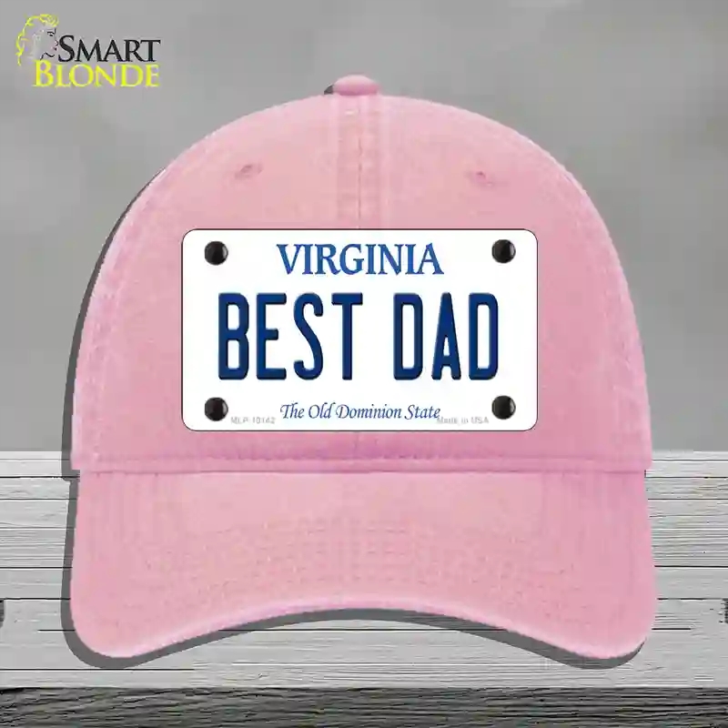 HAT12-MLP-10142 Best Dad Virginia Novelty License Plate Hat, Unconstructed Cotton - Pink