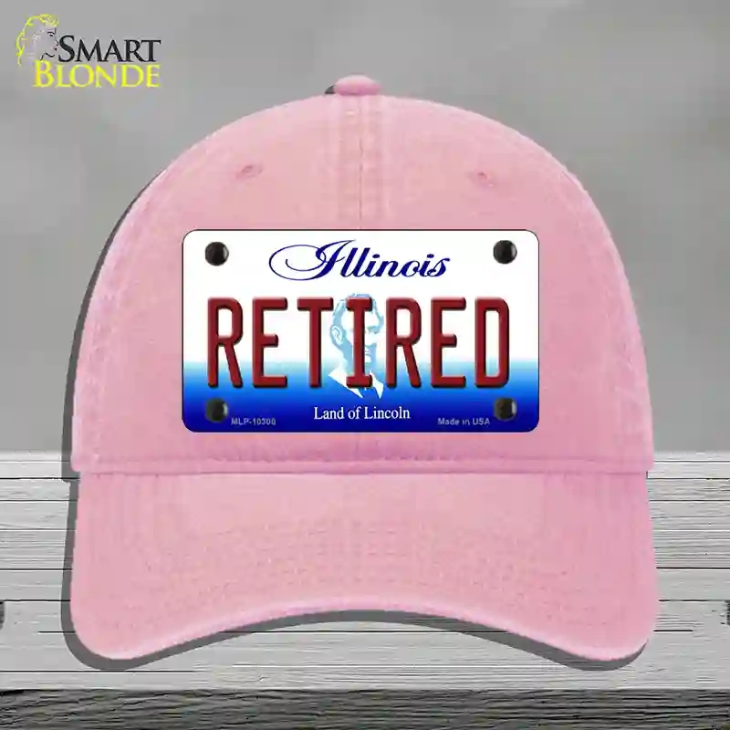 HAT12-MLP-10300 Retired Illinois Novelty License Plate Hat, Unconstructed Cotton - Pink