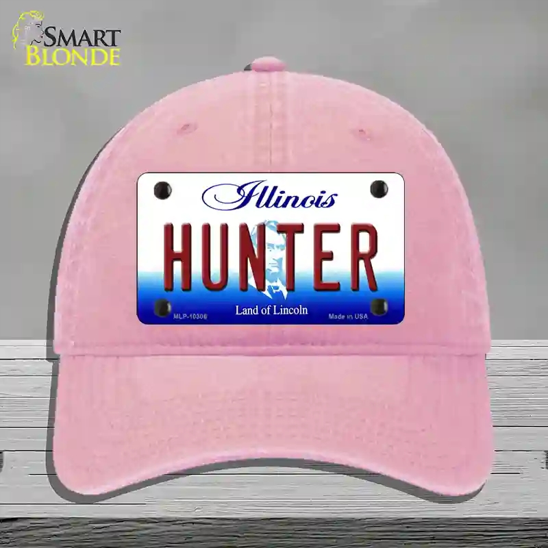 HAT12-MLP-10306 Hunter Illinois Novelty License Plate Hat, Unconstructed Cotton - Pink