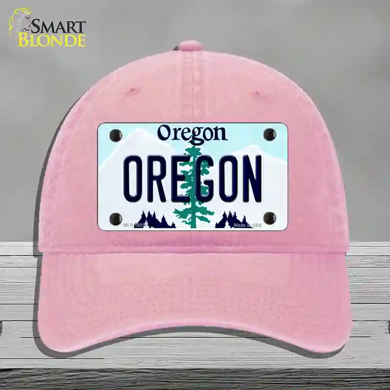 HAT12-MLP-10338 Oregon Tree Novelty License Plate Hat, Unconstructed Cotton - Pink