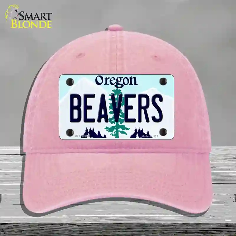 HAT12-MLP-10356 Beavers Oregon Novelty License Plate Hat, Unconstructed Cotton - Pink