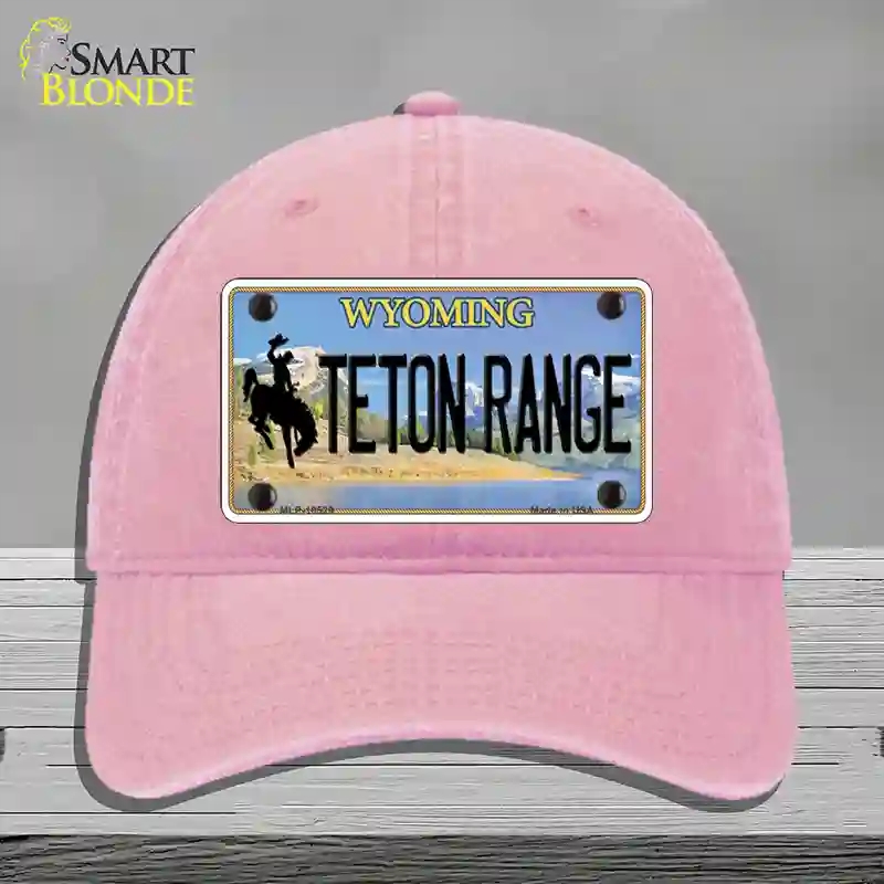 HAT12-MLP-10529 Teton Range Wyoming Novelty License Plate Hat, Unconstructed Cotton - Pink