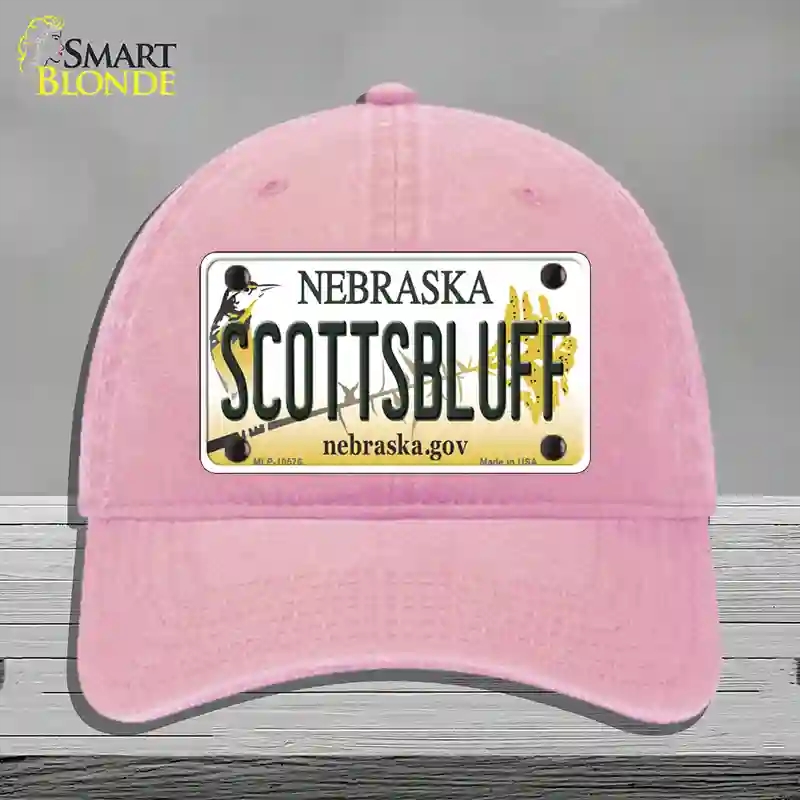 HAT12-MLP-10576 Scottsbluff Nebraska Novelty License Plate Hat, Unconstructed Cotton - Pink