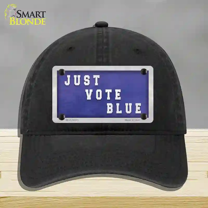 HAT07-MLP-12271 Just Vote Blue Novelty License Plate Hat, Unconstructed Cotton - Black