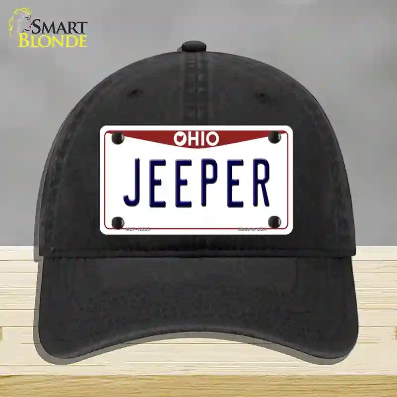 HAT07-MLP-12285 Ohio Jeeper Novelty License Plate Hat, Unconstructed Cotton - Black