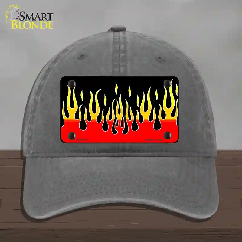 HAT08-MLP-021 Flames Novelty License Plate Hat, Unconstructed Cotton - Charcoal