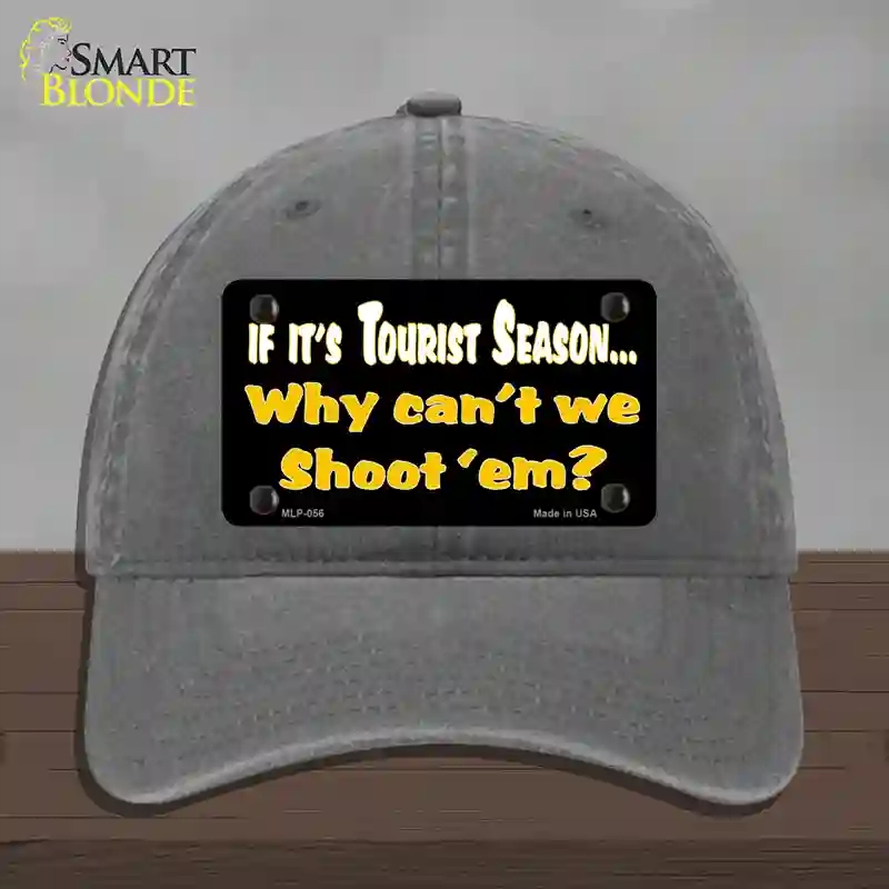 HAT08-MLP-056 Why Cant We Shoot Em Novelty License Plate Hat, Unconstructed Cotton - Charcoal