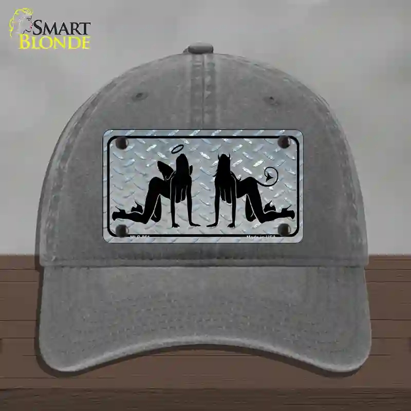 HAT08-MLP-061 Angel & Devil Novelty License Plate Hat, Unconstructed Cotton - Charcoal