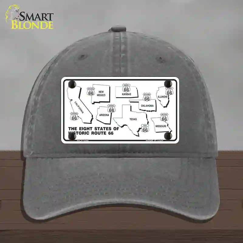 HAT08-MLP-098 Route 66 Historic States Novelty License Plate Hat, Unconstructed Cotton - Charcoal