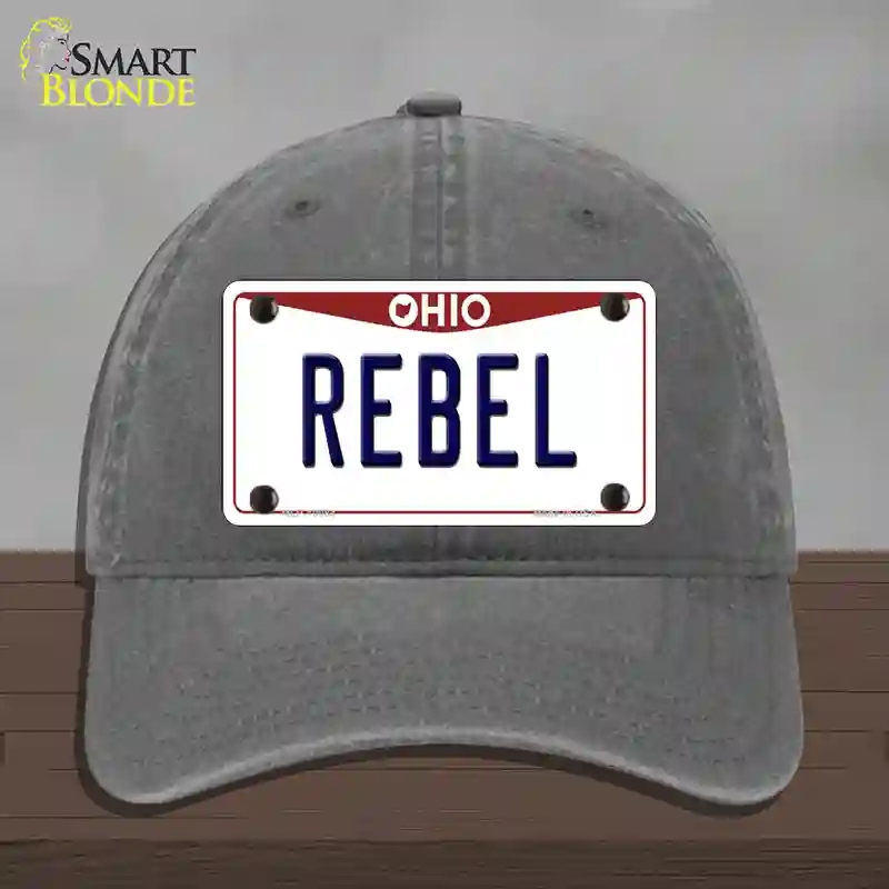 HAT08-MLP-10084 Rebel Ohio Novelty License Plate Hat, Unconstructed Cotton - Charcoal