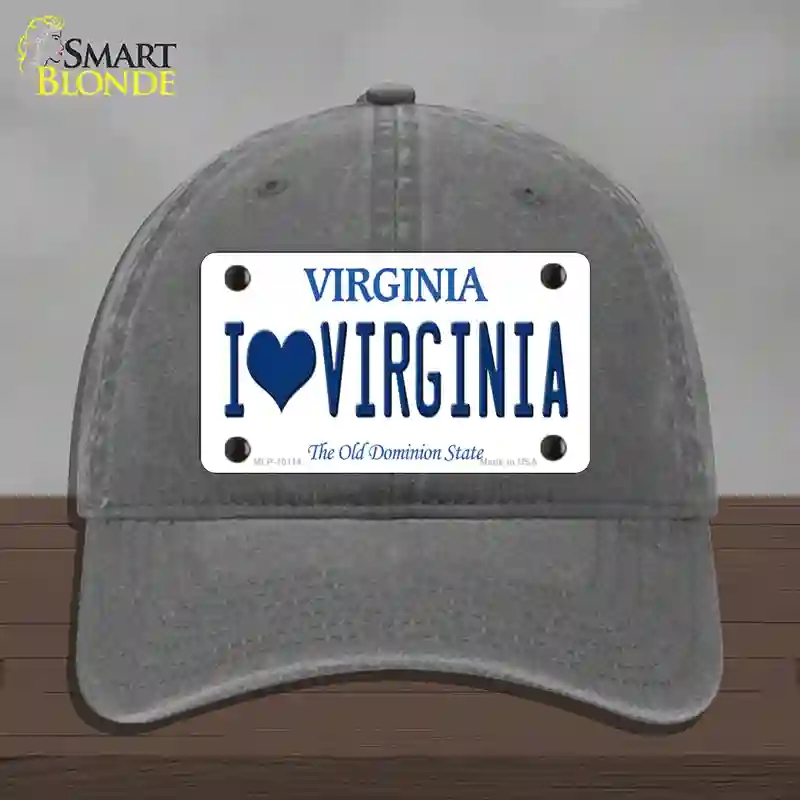 HAT08-MLP-10114 I Love Virginia Novelty License Plate Hat, Unconstructed Cotton - Charcoal
