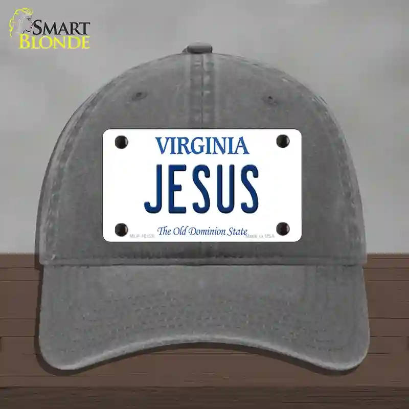 HAT08-MLP-10128 Jesus Virginia Novelty License Plate Hat, Unconstructed Cotton - Charcoal