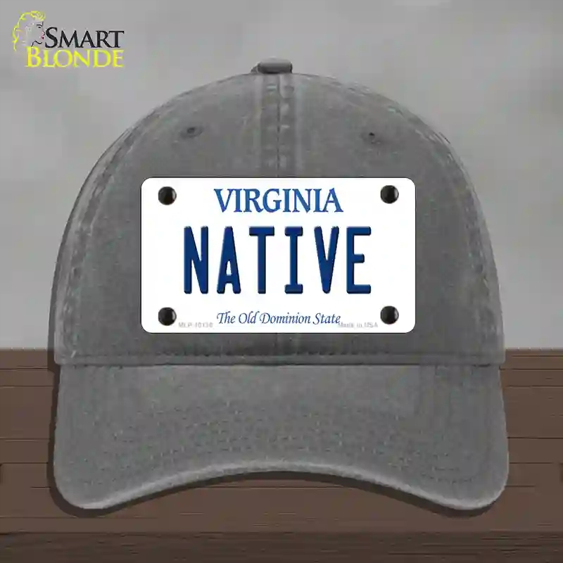 HAT08-MLP-10136 Native Virginia Novelty License Plate Hat, Unconstructed Cotton - Charcoal
