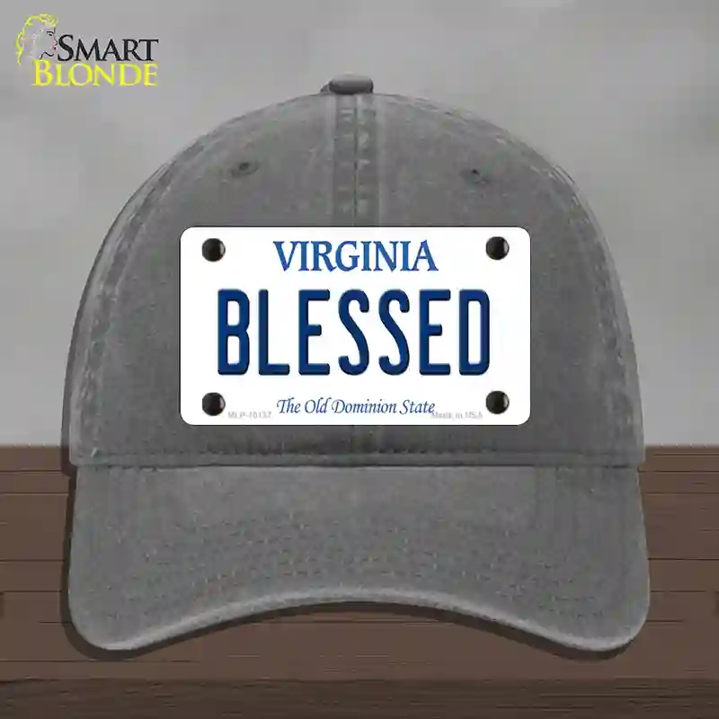 HAT08-MLP-10137 Blessed Virginia Novelty License Plate Hat, Unconstructed Cotton - Charcoal