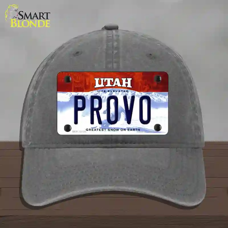 HAT08-MLP-10188 Provo Utah Novelty License Plate Hat, Unconstructed Cotton - Charcoal