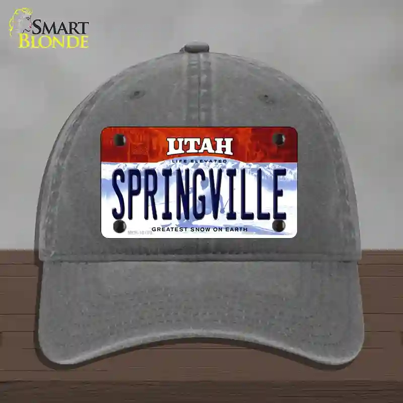 HAT08-MLP-10193 Springville Utah Novelty License Plate Hat, Unconstructed Cotton - Charcoal