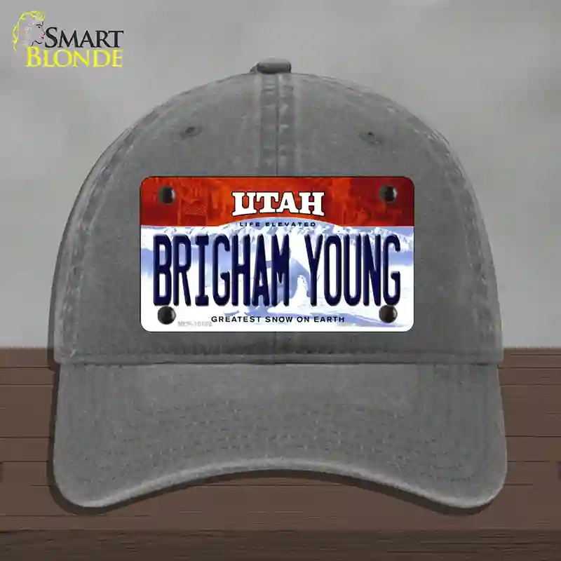 HAT08-MLP-10199 Brigham Young Utah Novelty License Plate Hat, Unconstructed Cotton - Charcoal