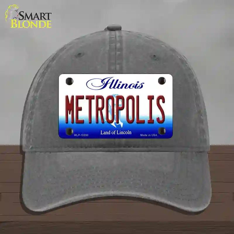 HAT08-MLP-10290 Metropolis Illinois Novelty License Plate Hat, Unconstructed Cotton - Charcoal
