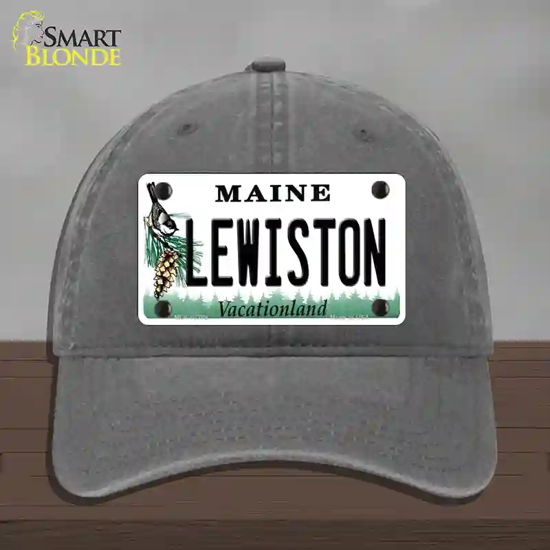 HAT08-MLP-10389 Lewiston Maine Novelty License Plate Hat, Unconstructed Cotton - Charcoal