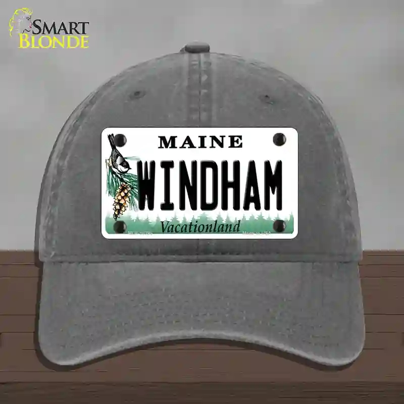 HAT08-MLP-10396 Windham Maine Novelty License Plate Hat, Unconstructed Cotton - Charcoal