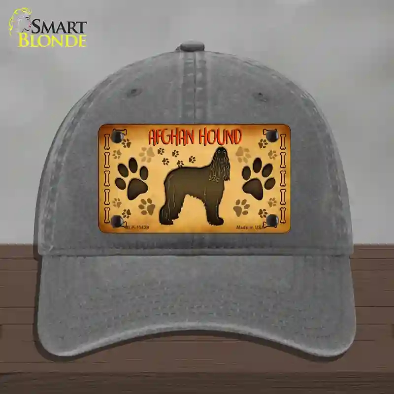 HAT08-MLP-10429 Afghan Hound Novelty License Plate Hat, Unconstructed Cotton - Charcoal