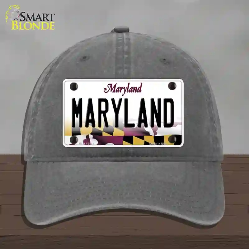 HAT08-MLP-10461 Maryland State MD Novelty License Plate Hat, Unconstructed Cotton - Charcoal