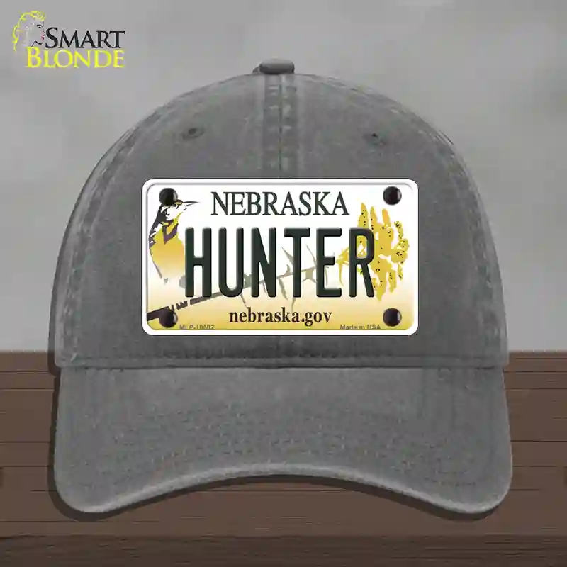 HAT08-MLP-10602 Hunter Nebraska Novelty License Plate Hat, Unconstructed Cotton - Charcoal