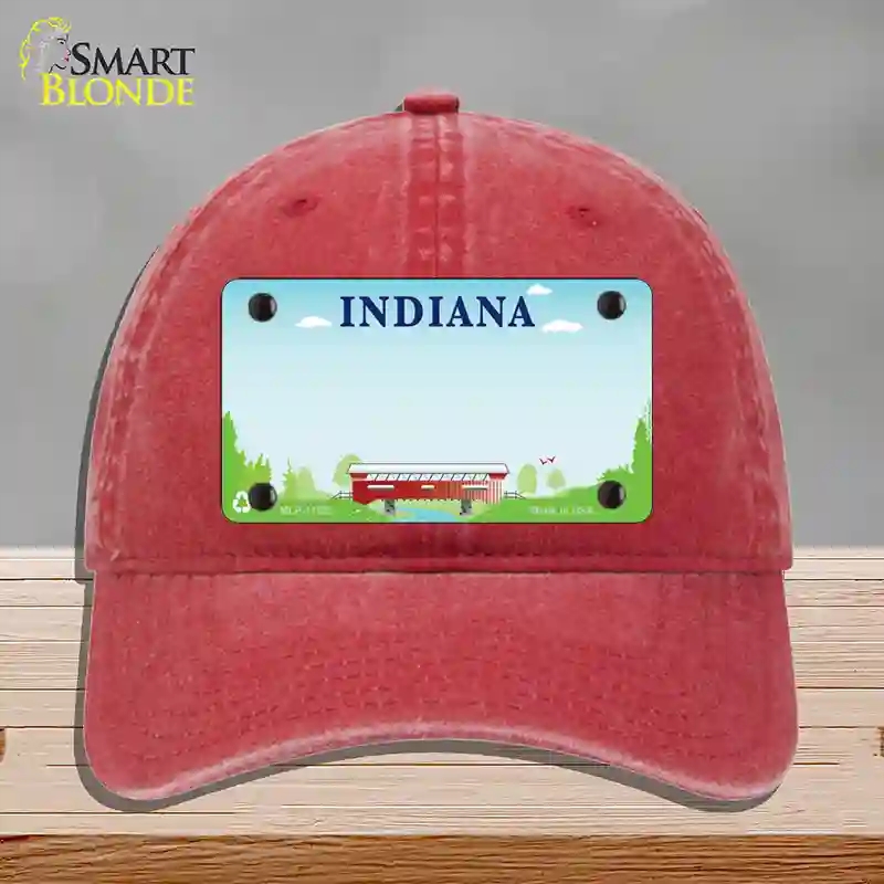 HAT13-MLP-11522 Indiana Recycle State Blank Novelty License Plate Hat, Unconstructed Cotton - Red