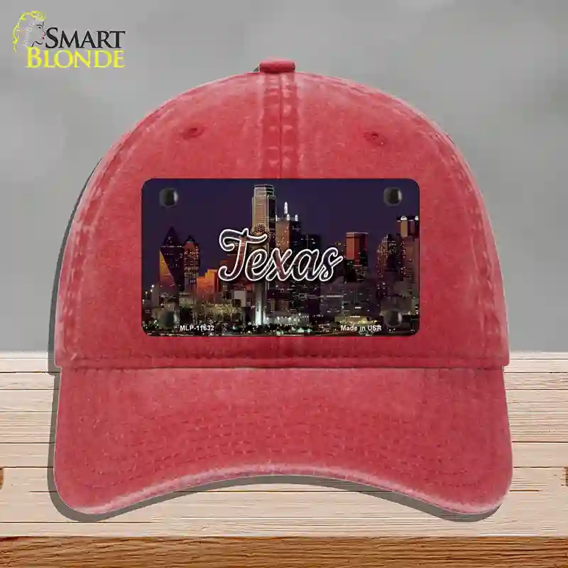 HAT13-MLP-11632 Texas City Lights Novelty License Plate Hat, Unconstructed Cotton - Red