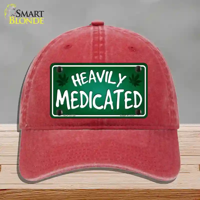 HAT13-MLP-11730 Heavily Medicated Novelty License Plate Hat, Unconstructed Cotton - Red
