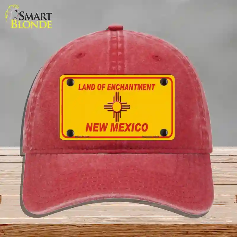 HAT13-MLP-11736   Mexico Blank Yellow State Novelty License Plate Hat, Unconstructed Cotton - Red