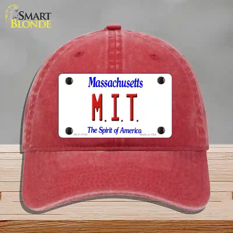 HAT13-MLP-11741 MIT Massachusetts State Novelty License Plate Hat, Unconstructed Cotton - Red