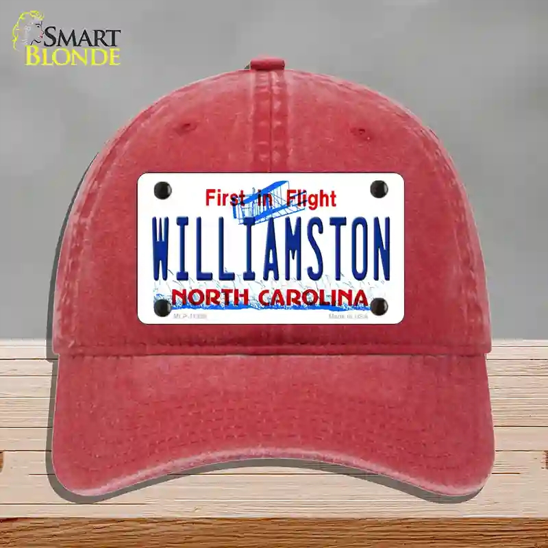 HAT13-MLP-11858 Williamston North Carolina Novelty License Plate Hat, Unconstructed Cotton - Red