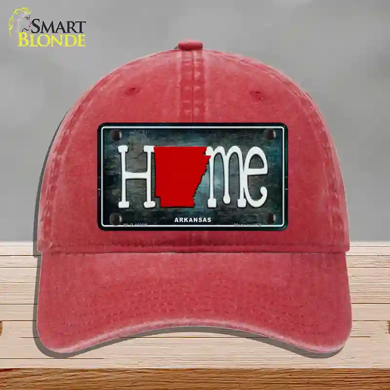 HAT13-MLP-11995 Arkansas Home State Outline Novelty License Plate Hat, Unconstructed Cotton - Red