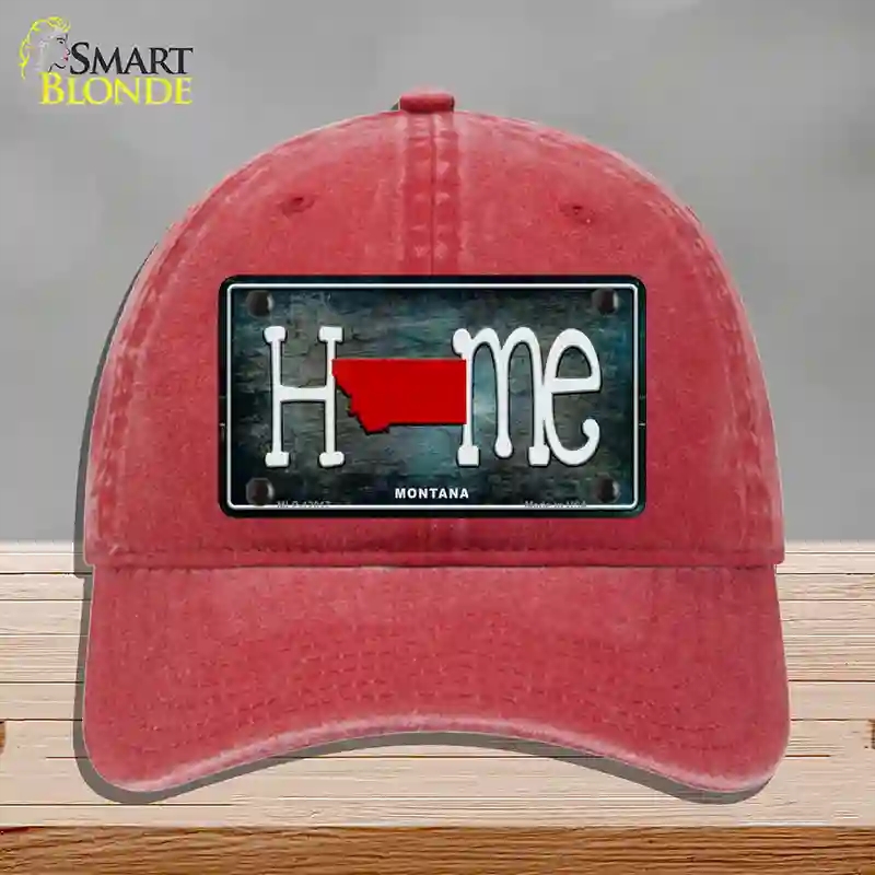 HAT13-MLP-12017 Montana Home State Outline Novelty License Plate Hat, Unconstructed Cotton - Red