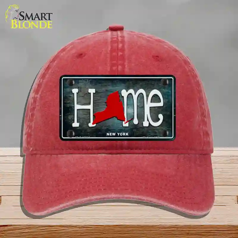 HAT13-MLP-12023   York Home State Outline Novelty License Plate Hat, Unconstructed Cotton - Red