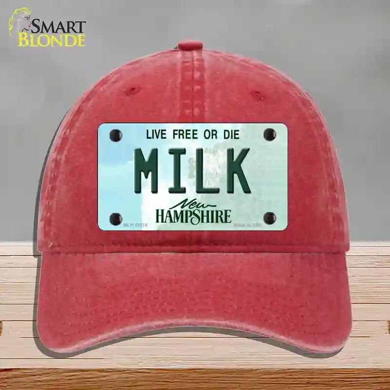 HAT13-MLP-12074 Milk   Hampshire State Novelty License Plate Hat, Unconstructed Cotton - Red