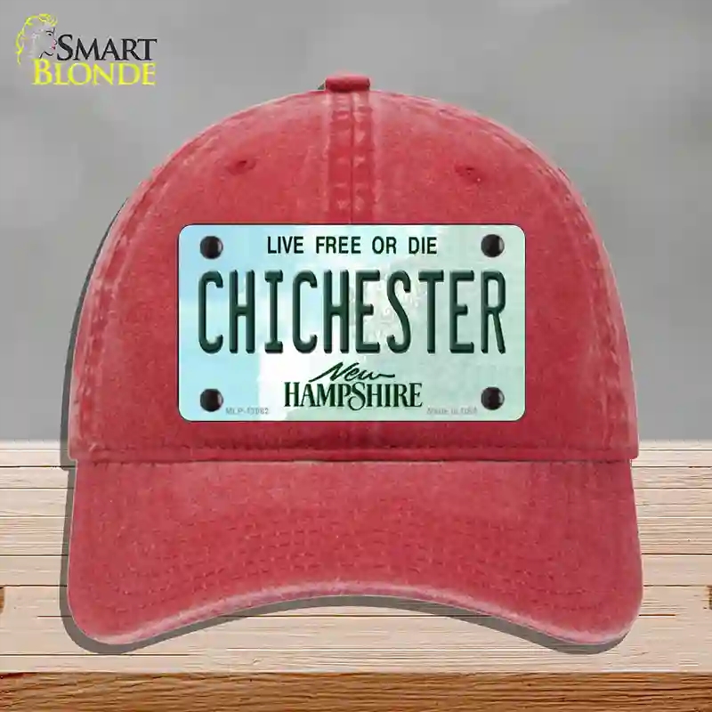 HAT13-MLP-12082 Chichester   Hampshire State Novelty License Plate Hat, Unconstructed Cotton - Red