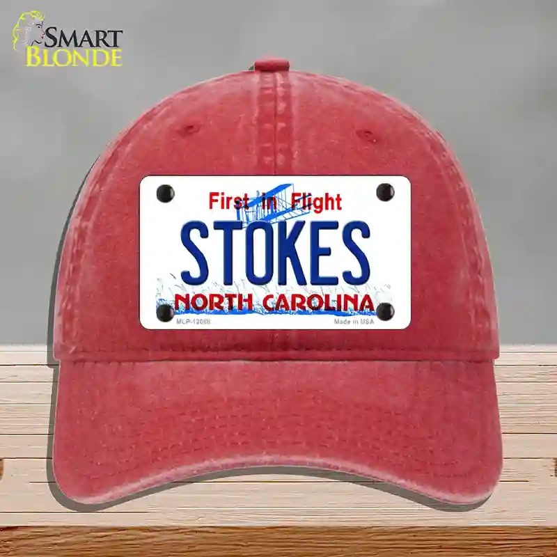 HAT13-MLP-12088 Stokes North Carolina State Novelty License Plate Hat, Unconstructed Cotton - Red