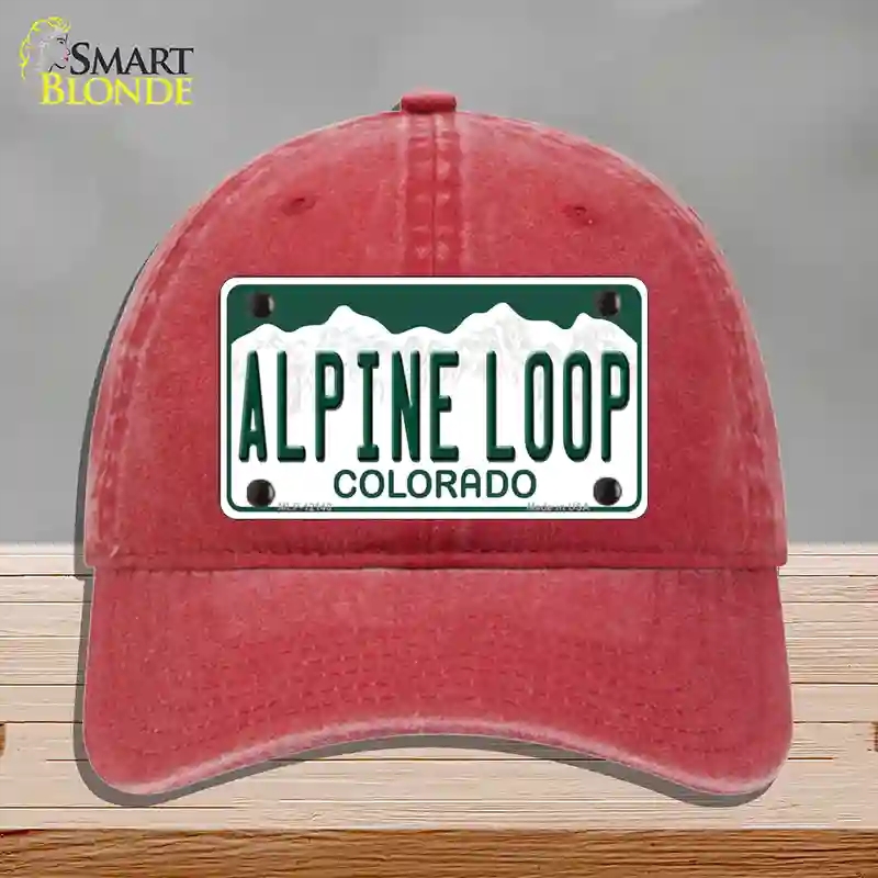 HAT13-MLP-12148 Alpine Loop Colorado Novelty License Plate Hat, Unconstructed Cotton - Red