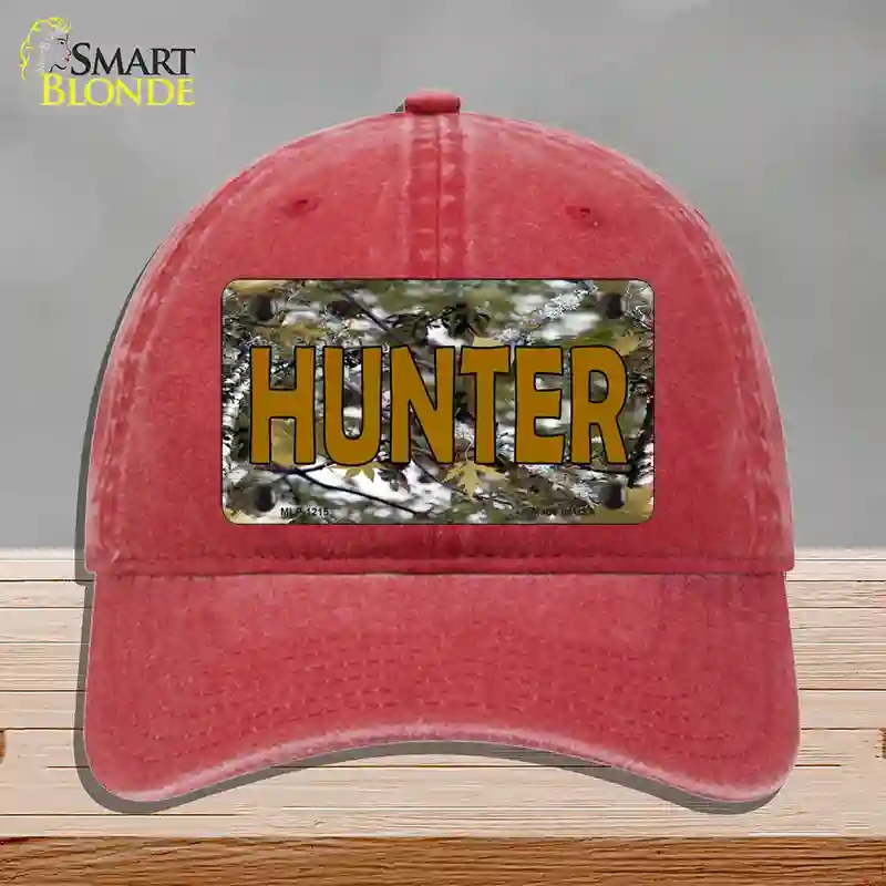 HAT13-MLP-1215 Hunter Camouflage Novelty License Plate Hat, Unconstructed Cotton - Red