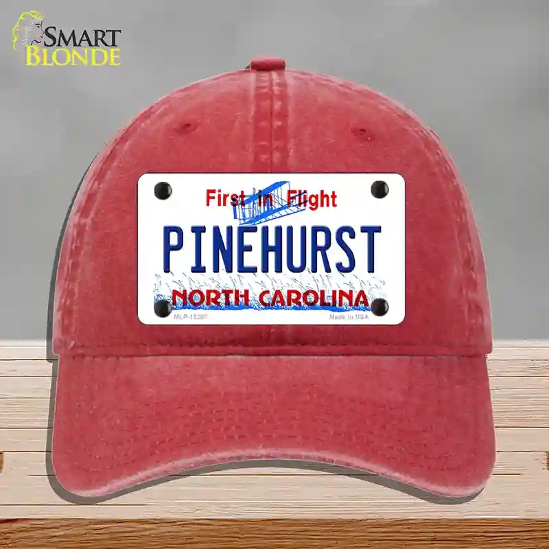 HAT13-MLP-12297 North Carolina Pinehurst Novelty License Plate Hat, Unconstructed Cotton - Red