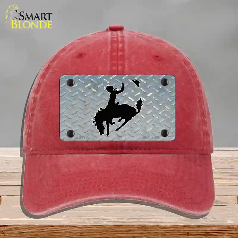HAT13-MLP-1230 Bucking Bronco Novelty License Plate Hat, Unconstructed Cotton - Red