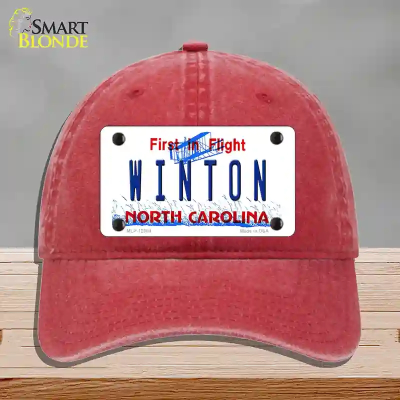 HAT13-MLP-12304 North Carolina Winton Novelty License Plate Hat, Unconstructed Cotton - Red