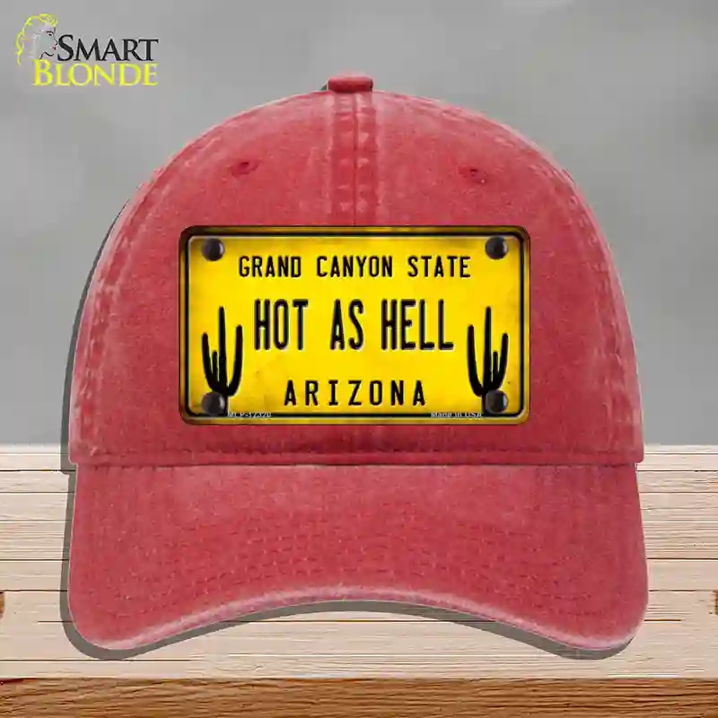 HAT13-MLP-12320 Arizona Hot as Hell Novelty License Plate Hat, Unconstructed Cotton - Red